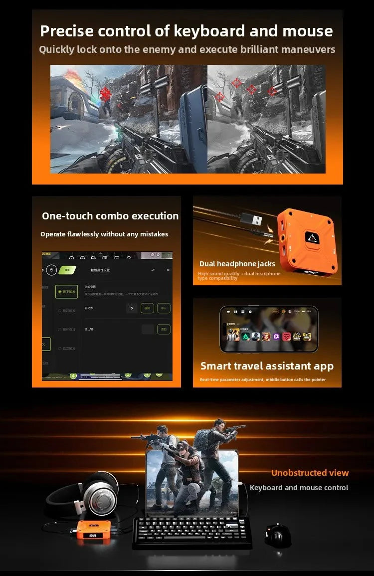AIMZENIX AX360M is suitable for Apple iOS PUBG Throne keyboard and mouse converter for all systems and games
