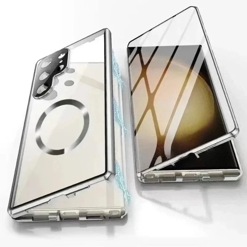 360 ° Full Protection Metal Magnetic Case For Magsafe Samsung Galaxy S26 S25 S24 S23 S22 Ultra Plus Double Sided Snap Lock Cover