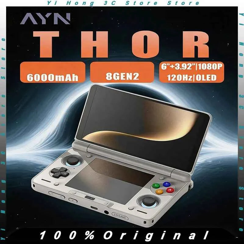 In Stock AYN Thor 6'' OLED Dual Screen Gaming Handheld Qualcomm Snapdragon CPU Android13 6000mAh Battery Hall Stick Game Console