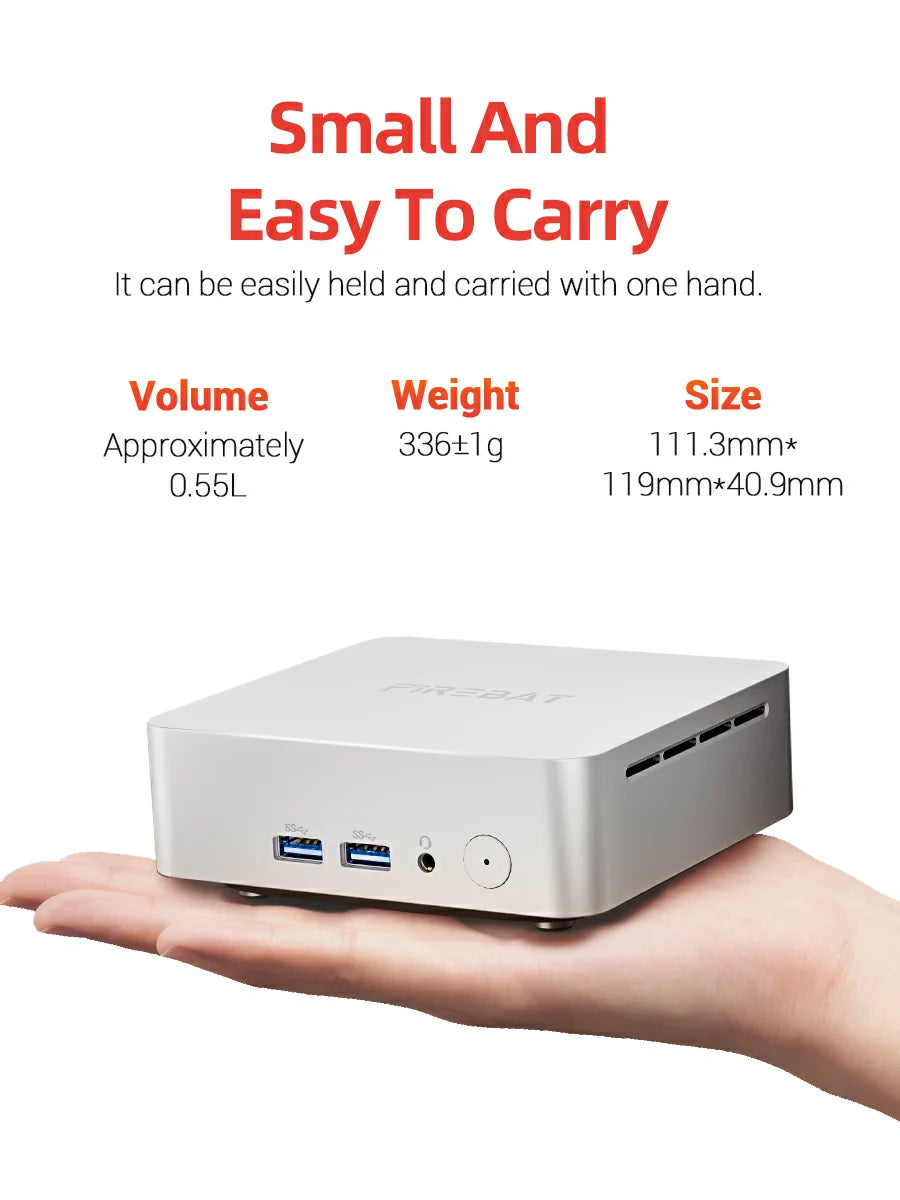 FIREBAT R2 Mini PC AMD Ryzen5 3500U DDR4 16GB RAM M.2 PCIe 512GB SSD WiFi5 BT4.2 1000M Lan Portable Windows11 Desktop Computer