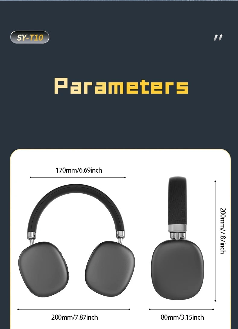 Simple Stylish Foldable Bluetooth Headphones Over Ear HiFi Stereo Wireless Headset Support AUX TF FM For Music Sports