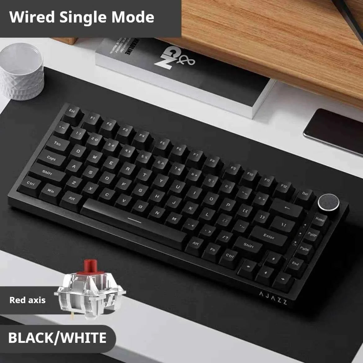 AJAZZ AK820 Wired With Rotary Volume Buttons Hot-Swappable Keys For Office AndHome Mechanical Keyboards DIY