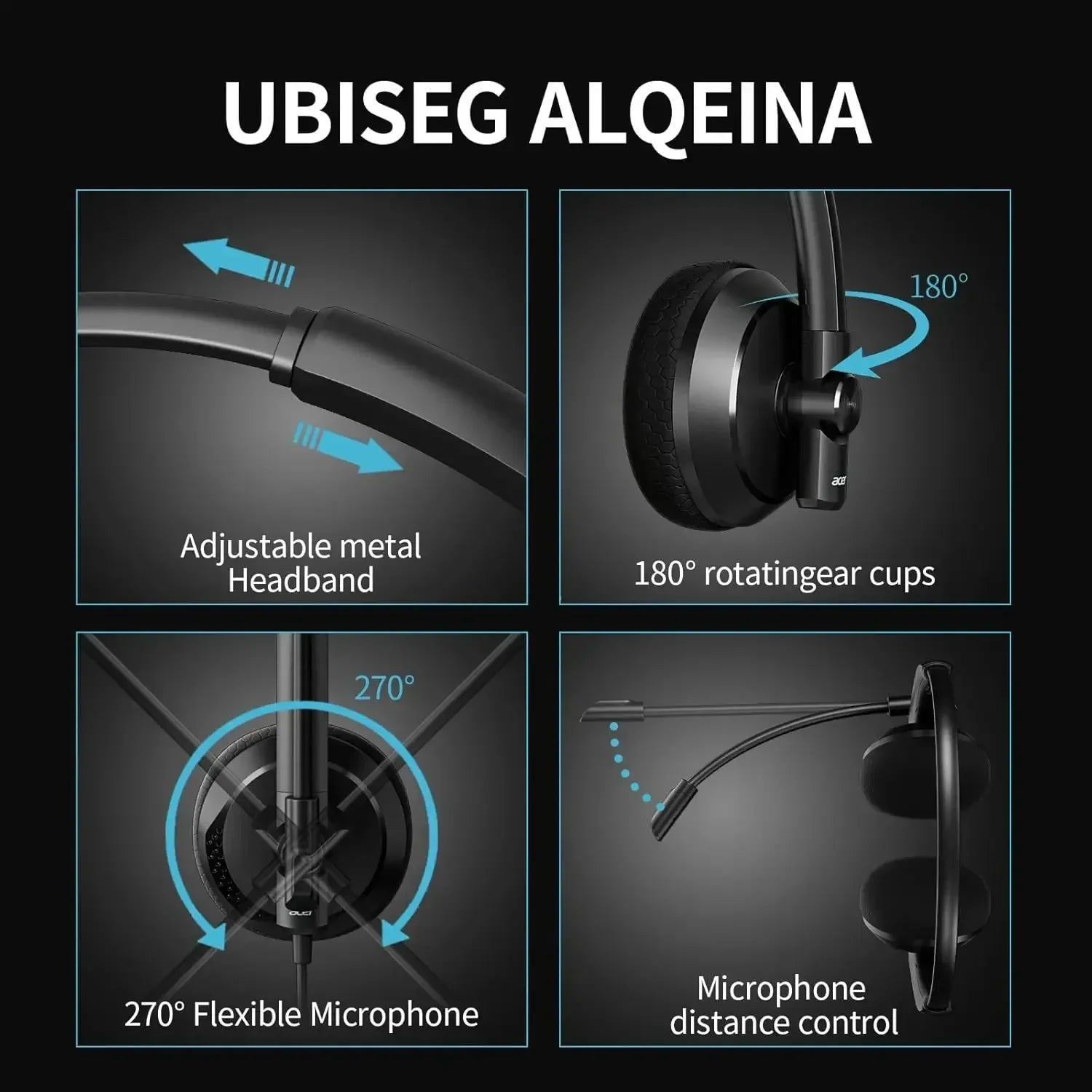 Acer HW03 USB Headset with MIC for PC Wired Headset with Mic for Office Remote Work Call Center Comfortable Design for Long Wear
