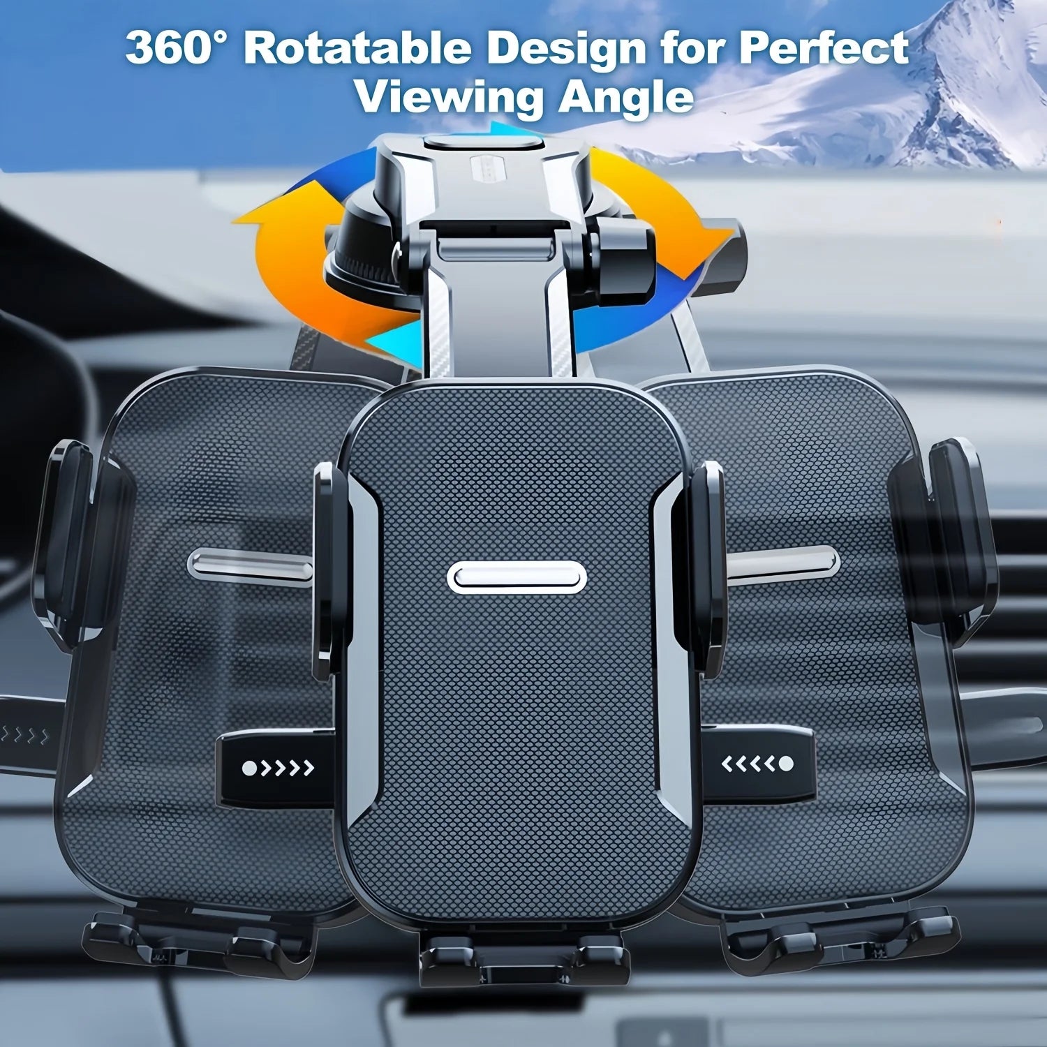 1Pc Car Mobile Phone Holder, Dashboard Installation, 360-Degree Rotatable Adjustment, Equipped with Strong Suction Cup, Non-Slip and High-Stability Mobile Phone Holder, Compatible with All Smartphones
