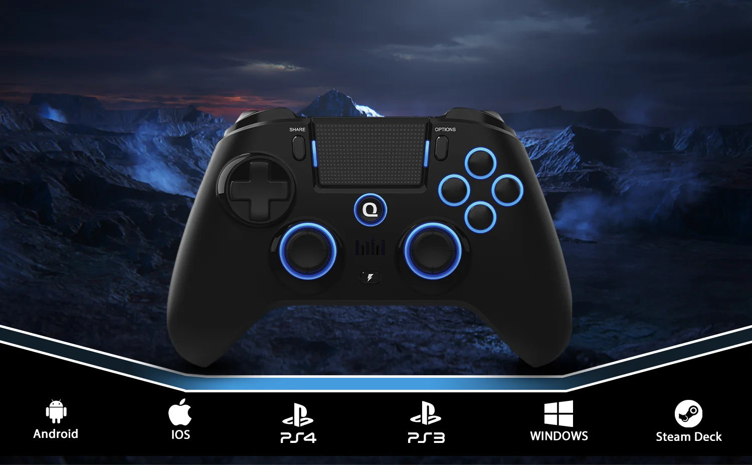 Original QRD Spark N5 Wireless Controller For PS4/PS3/IOS/Android/PC Hall Joystick Vibration Effect For PS5 Via Converter