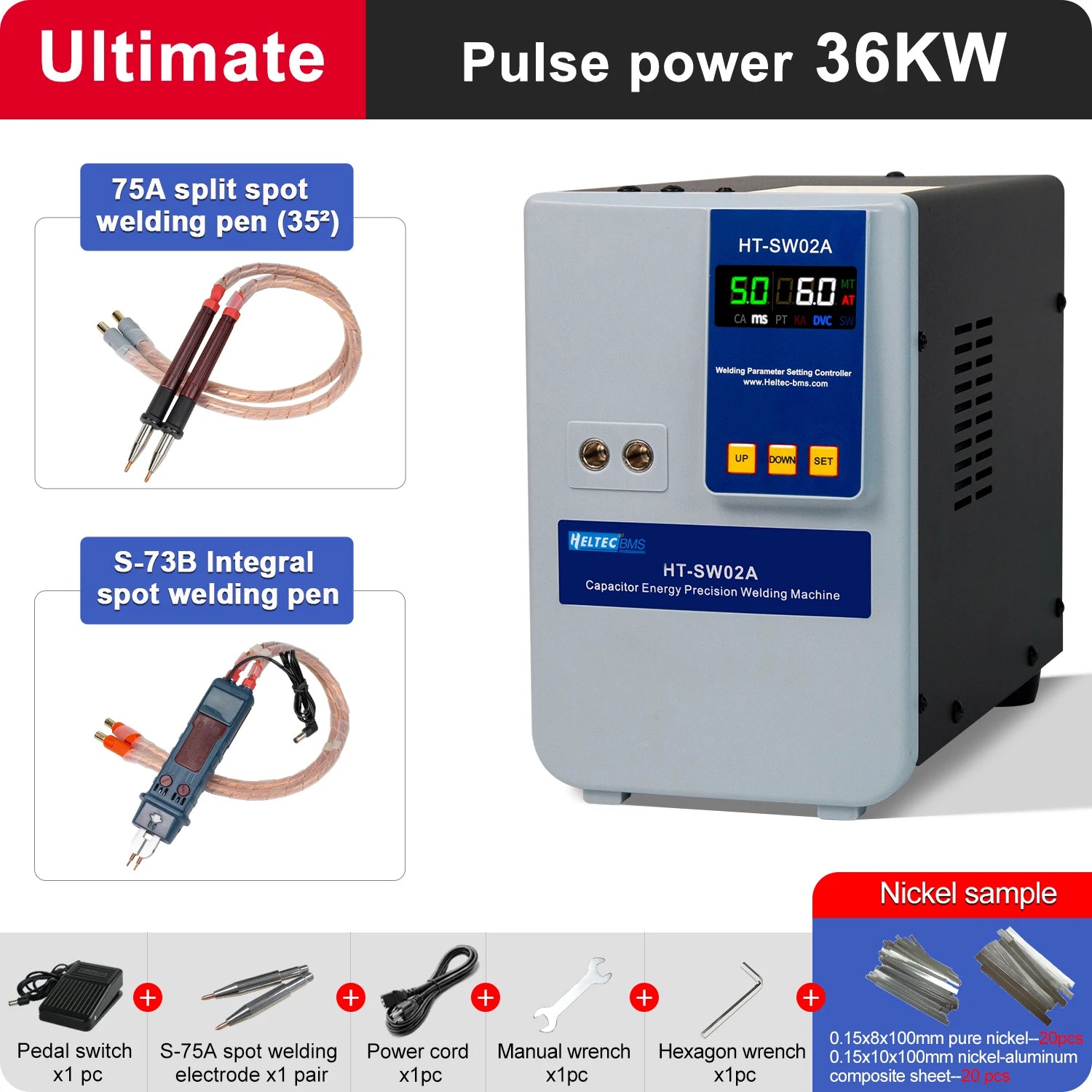 Heltec 21KW 36KW 42KW Capacitor Storage Battery Spot Welding Machine/Portable Small Spot Welder LED Display 0.5mm Thickness