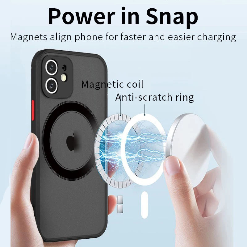 for iPhone 16 15 14 13 12 11 Pro Max Plus Mini XS XR SE 7 8 Case Wireless Charge Magnetic Magsafe Skin Matte Cover Shell Fundas