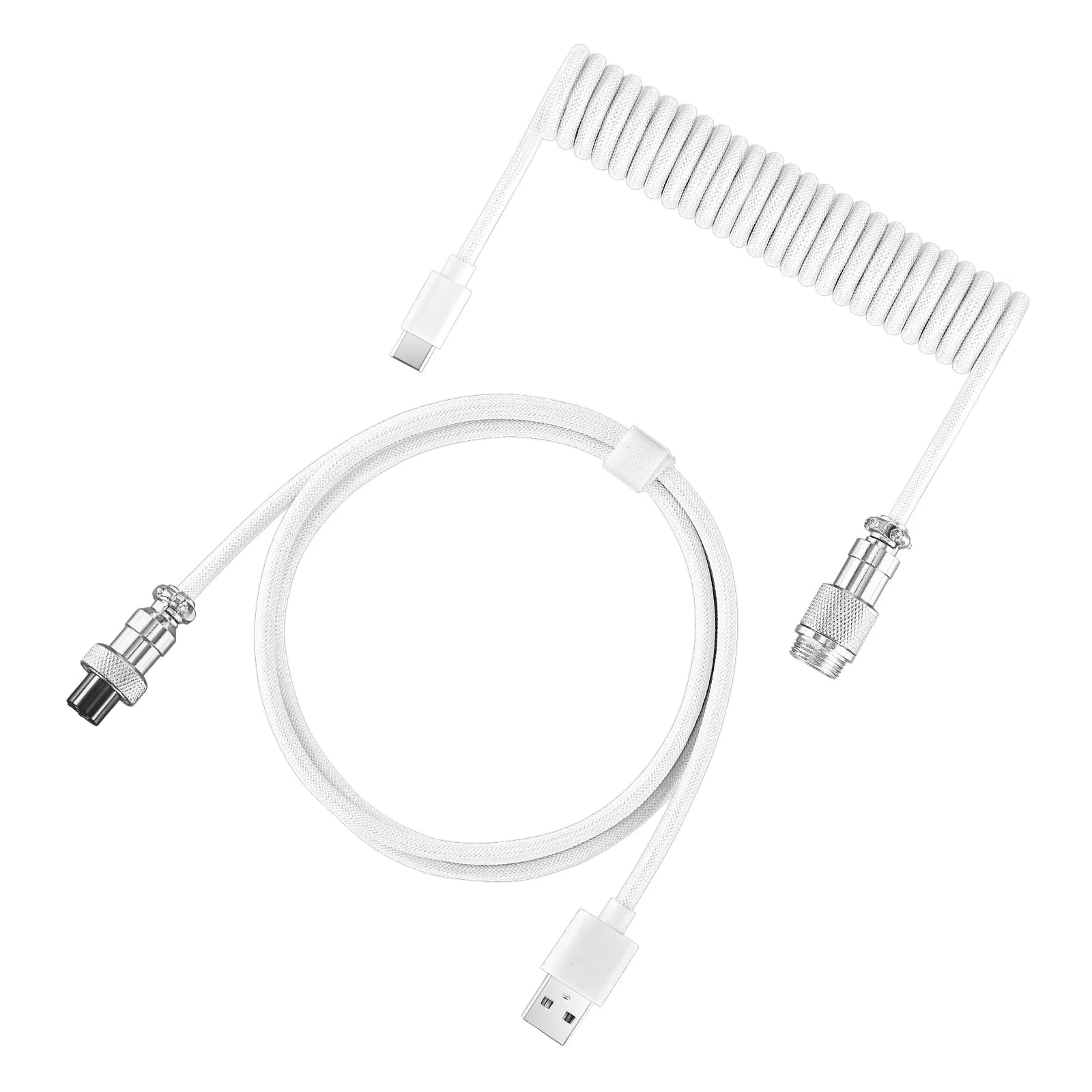 USB Type C Mechanical Keyboard Coiled Cable Hardware Linker Usb GX16 Aviation Mechanical Cable Spiral Gaming Usb Keyboard Cable