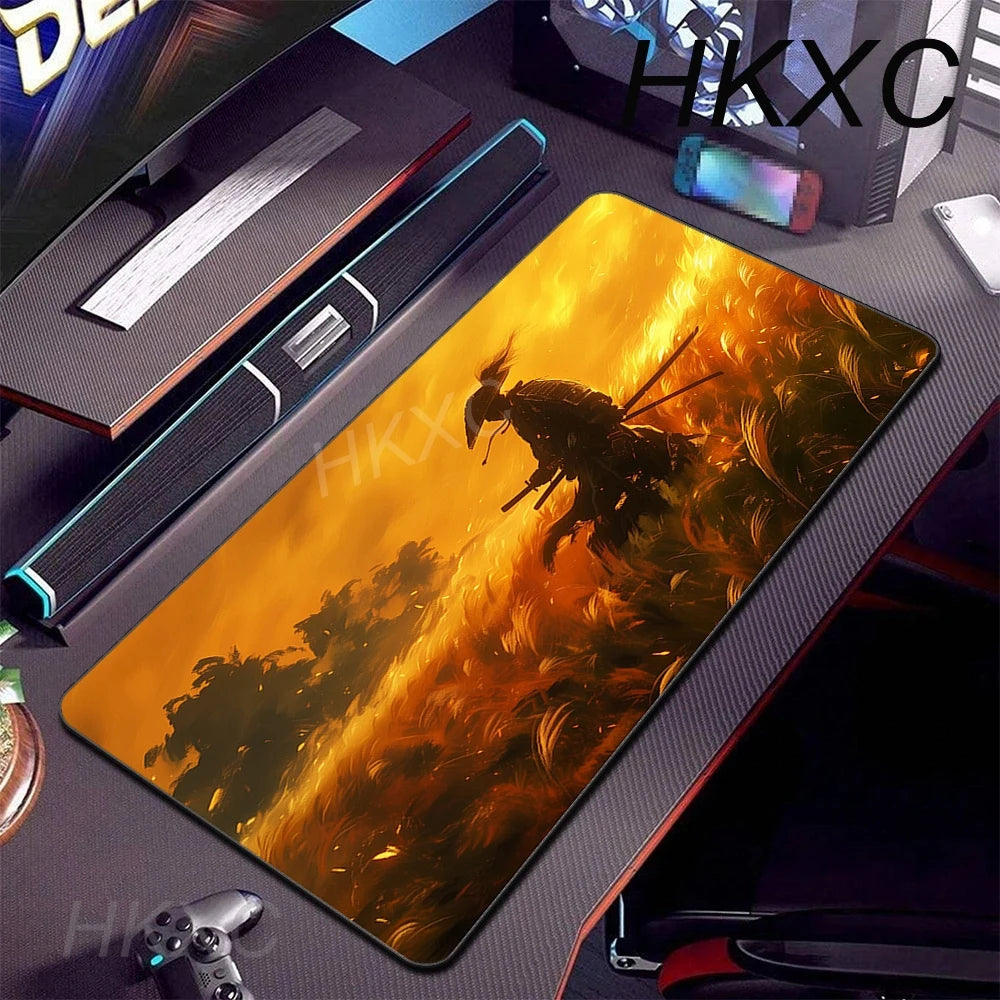 Japanese Sakura Samurai Black Mouse Pad Computer Gamer Table Mat Desk PC Mousepad 900x400 Gaming Computer Mat Laptop Accessor