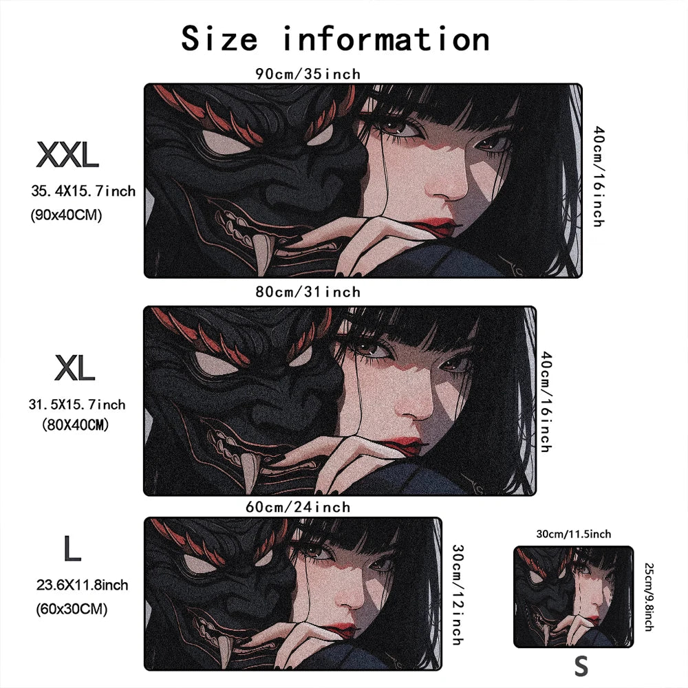 Mask anime girl Mouse Pad Large Computer Office Game Table Mats XXL Rubber Anti-slip Gaming Keyboard Mousepads Long Desk Pads