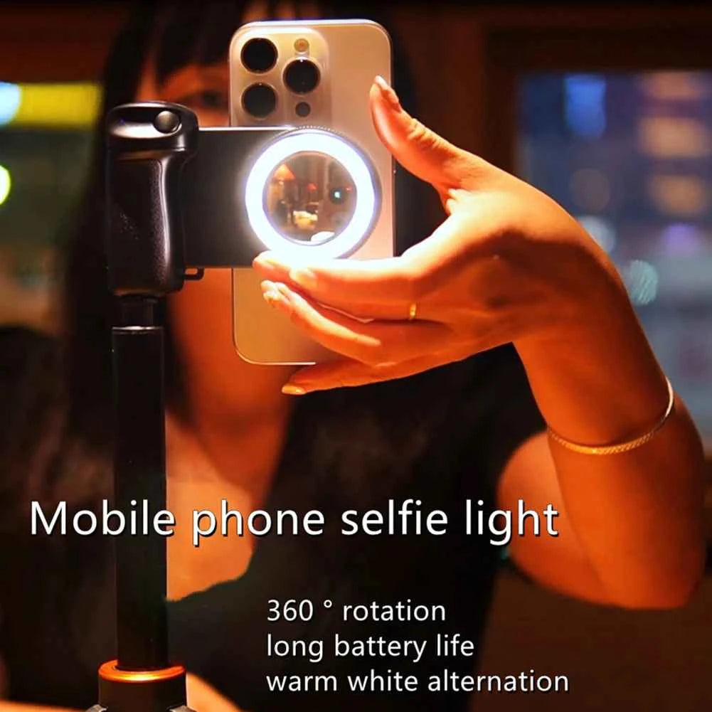 Magnetic Handle Grip With Fill Light For Magsafe Anti-Slip Smart Phone Bracket Camera Selfie Bluetooth Remote Shutter For iPhone