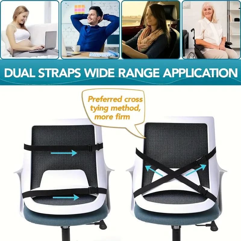1pc Lumbar Support Pillow for Lower Back,Posture,Memory Foam Cushion with Adjustable Spinal, Breathable Mesh Cover