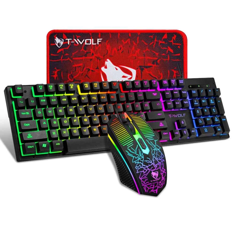 Electronic Sports Set  3 In 1 Wired Backlit Keyboard Gaming Mechanic Kit Waterproof Luminous 104 Key Keyboard Mouse Set 2025 NEW