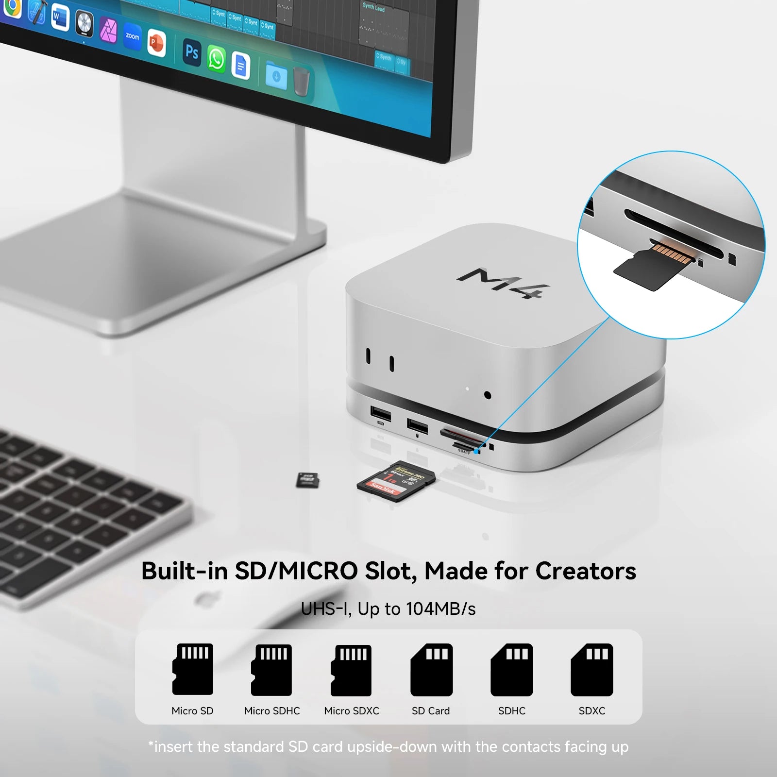 Minisopuru Mac Mini M4 Hub Dock Stand With M.2 SSD Enclosure 4K60Hz HDMI SD/TF USB C HUB Docking Station for Mac Mini M4/M4 Pro - WinSupport Tech