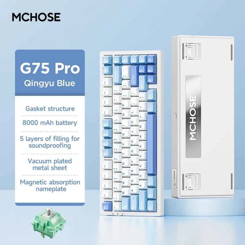 MCHOSE G75 Pro Gaming Mechanical Keyboard Tri-Mode Wireless Hot Swappable RGB Backlit Customized 75% Layout Pc Gamer Accessories
