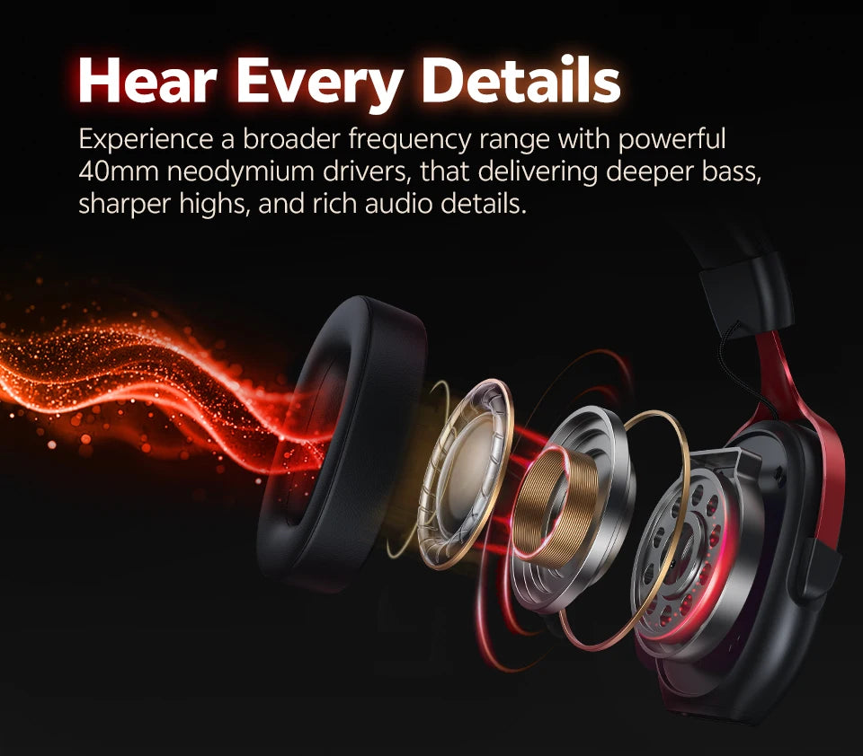 QCY VN200 Pro Wired Gaming Headset With Mic 40mm Driver 7.1 Surround Over Ear Headphones For PC PS4 PS5 Gamer Headphones