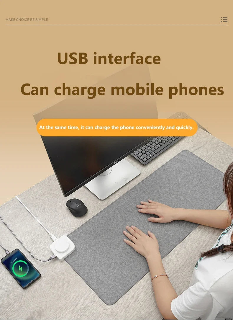 Intelligent Electric Heating Mouse Pad Winter Hand Warmer Computer Desk Heated Mat Office Desk Warming Pad Keyboard Table Mat