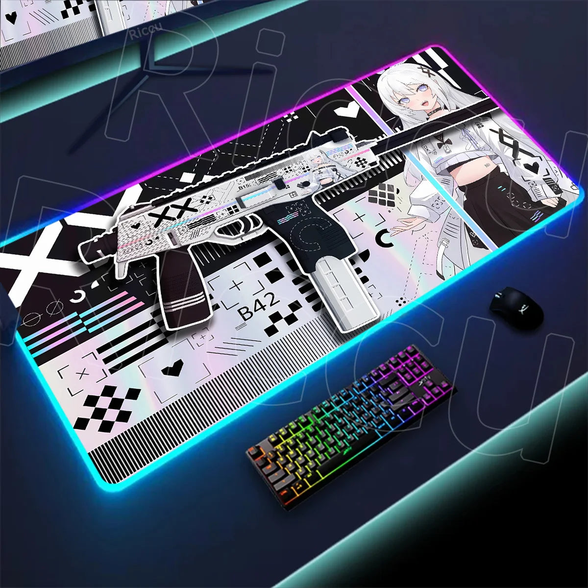 RGB Mousepad Large Size LED Glowing Keyboard Table Pad XXL CsGo Print stream Gaming Mouse Pad Non-slip Rubber Mat With Backlight