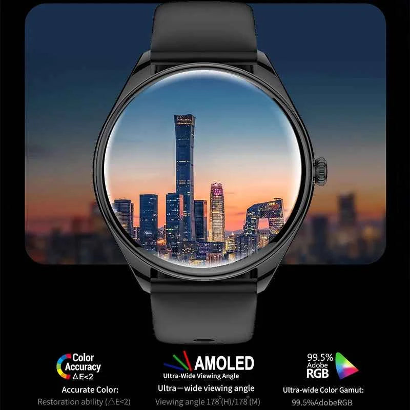 New Ultra Thin SmartWatch Men AMOLED 3D Screen Always Show Time Sports Fitness Waterproof Heart Rate Bluetooth Call Smartwatches
