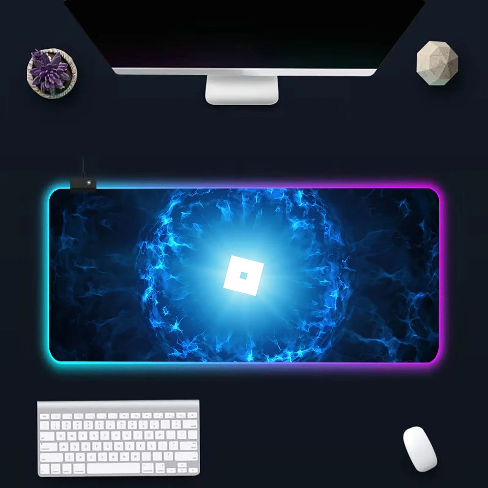 Hot game R-robloxs Cartoon RGB Pc Gamer Keyboard Mouse Pad Mousepad LED Glowing Mouse Mats Rubber Gaming Computer Mausepad