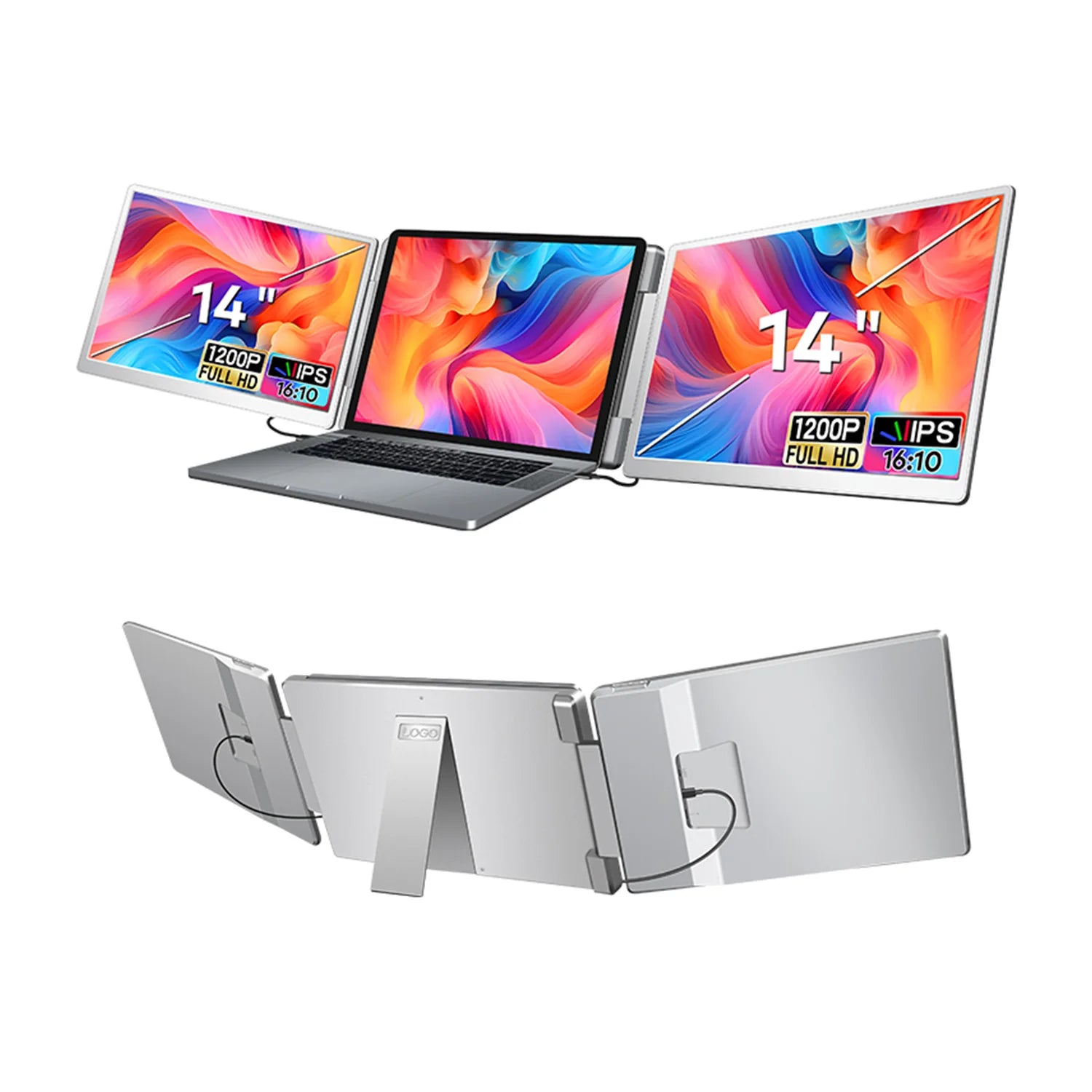 14 Inch Portable Monitor Dual screens For PC/Phone/PS4/PS5/Switch1/Switch2/Xbox 16:9 16:10 IPS FHD Screen Ship From US