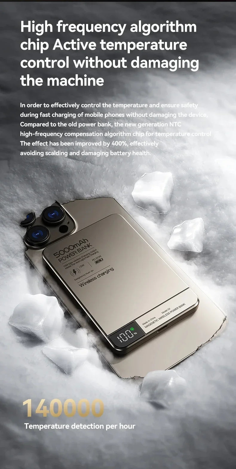 10000mAh Magnetic Power Bank Qi 2 Wireless Charger PD20W Super Fast Charging For MagSafe Powerbank for iPhone Samsung Xiaomi