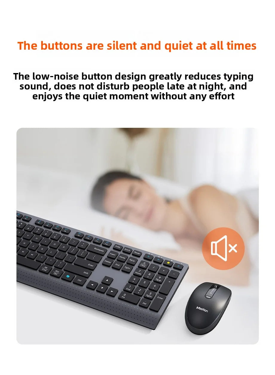 2.4G/Bluetooth Dual-Mode Wireless Keyboard And Mouse Combo,Full-Size Rechargeable Keyboard Mouse Set For Windows PC Office Work