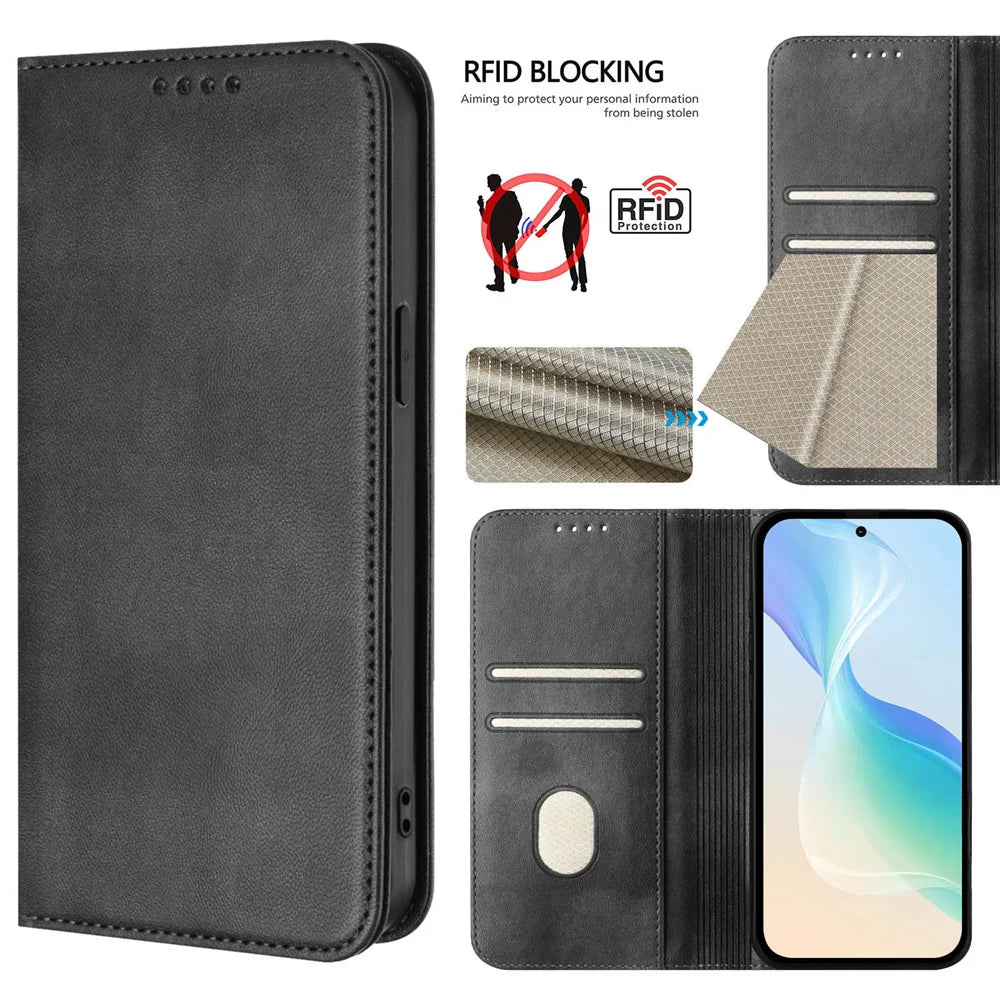For iPhone 17 Pro Magnetic Wallet Flip Luxury Leather Case on For iPhone 17 16 15 14 13 12 11 Pro Max Plus 17 Air 16E Back Cover