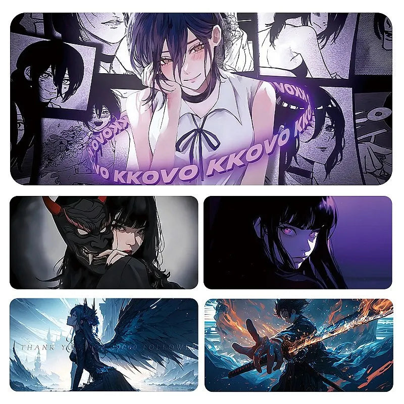 Black White Anime Mouse Pad Oversized Gaming Desk Pad Large Keyboard Mat Office