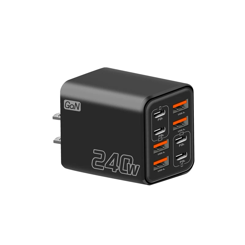 240W GaN USB C Charger 8 in 1 Fast Charging Phone Charger Power Adapter For iPhone Xiaomi Type C EU/US/UK Plug Wall Charger