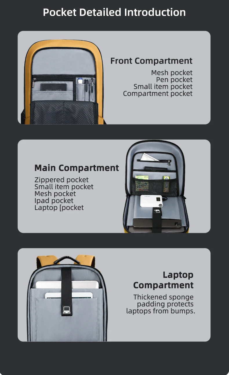 Heroic Knight Backpack Men Multifunction Business Waterproof Slim Laptop Backpack Fashion 15.6