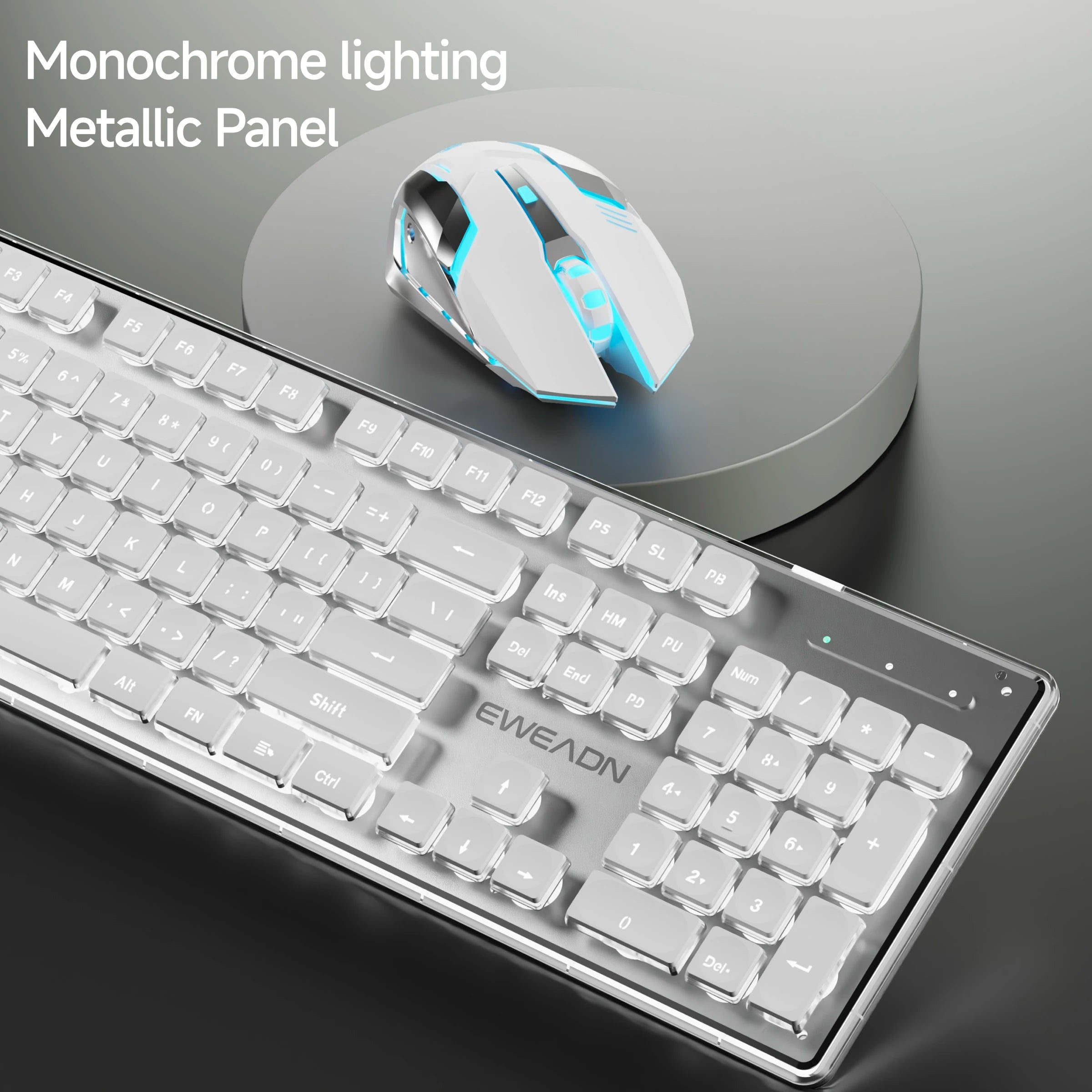 EWEADN Bluetooth Dual-Mode 2.4GHz Wireless Keyboard and Mouse Set, Ergonomic, Silent, Backlit, Gaming & Office, Green/Pink/White