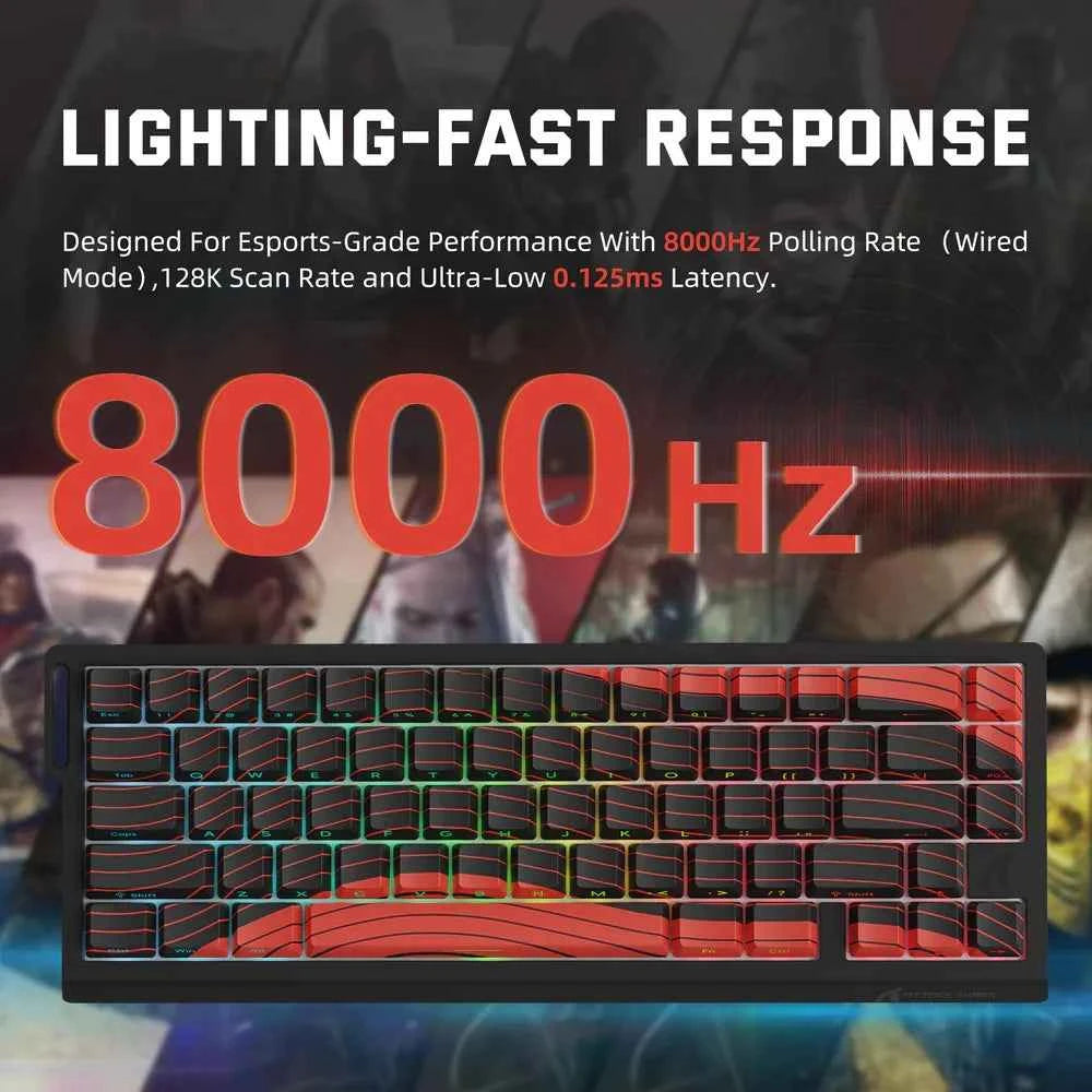 ATTACK SHARK X68PRO HE Wireless Rapid Trigger Gaming Keyboard with Adjustable Actuation,Hot-Swap,RGB Backlit,BT/2.4GHz/Wired