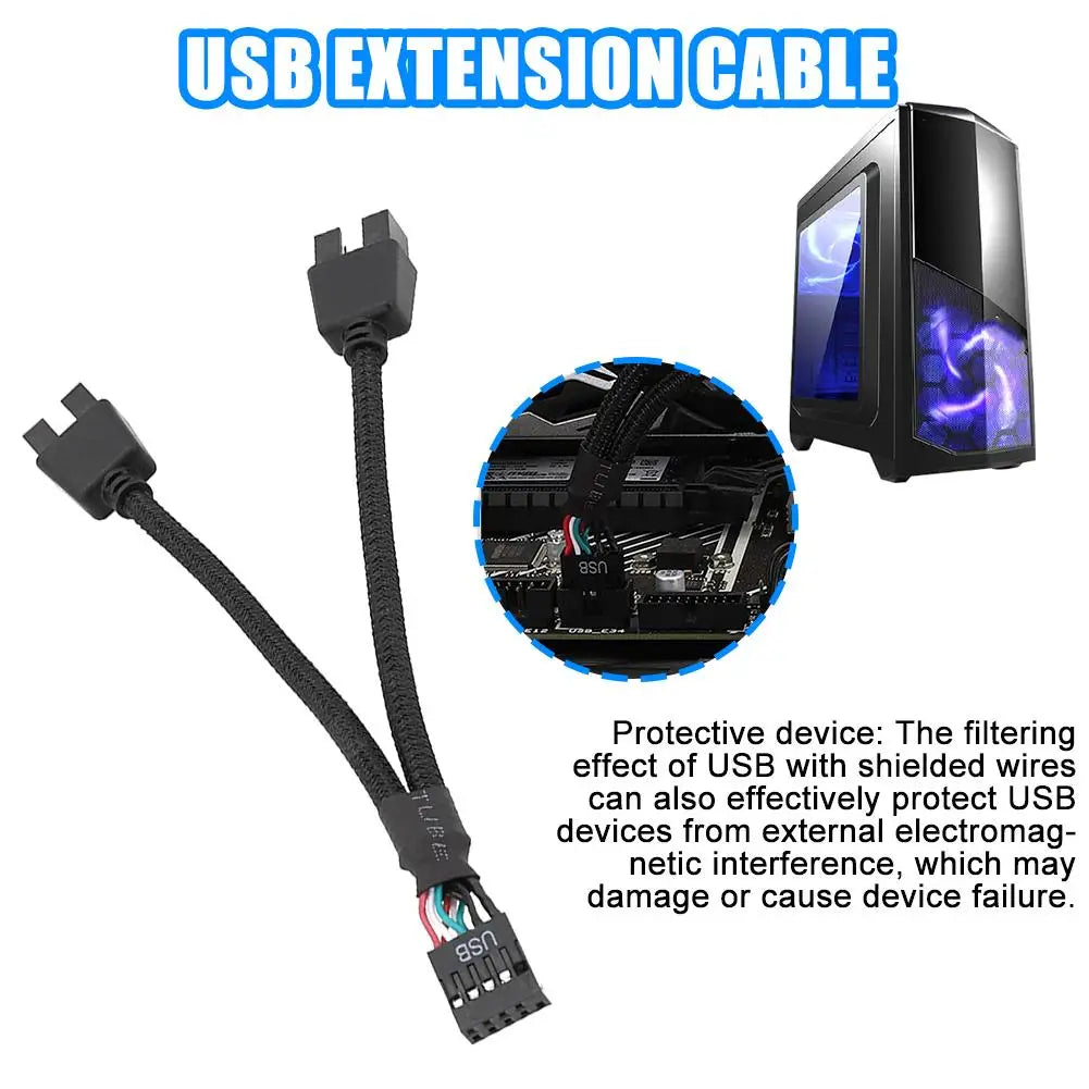 12cm Computer Motherboard USB Extension Cable 9 Pin 1 Female To 2 Male Y Splitter Audio HD Extension Cable For PC - WinSupport Tech