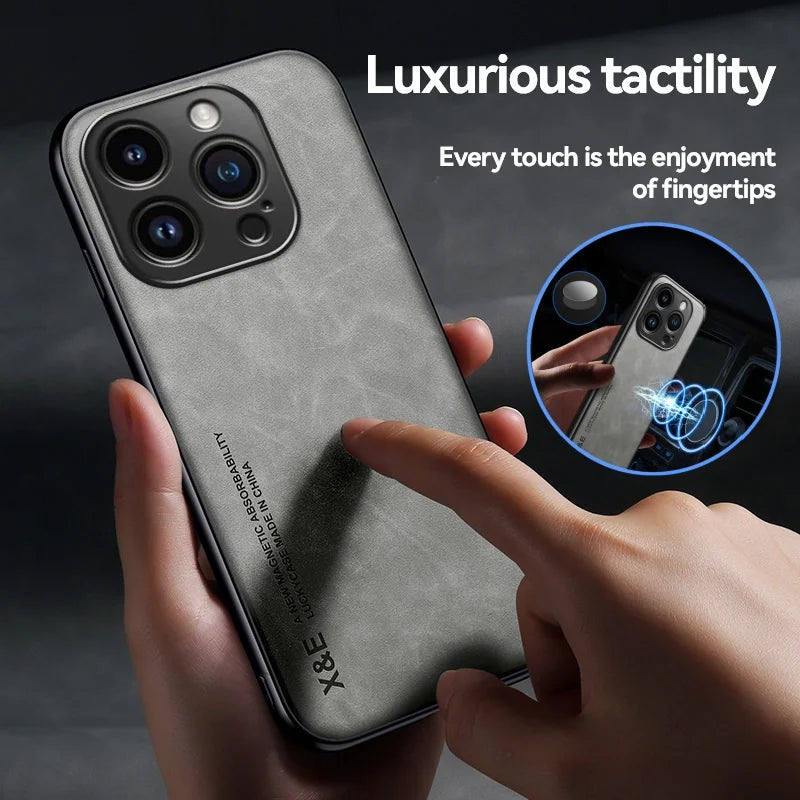 Luxury Magnetic Leather Case For iPhone 16 15 14 13 12 11 Pro Max Mini Plus XR XS X SE 15Pro Shockproof TPU Silicone Back 2026
