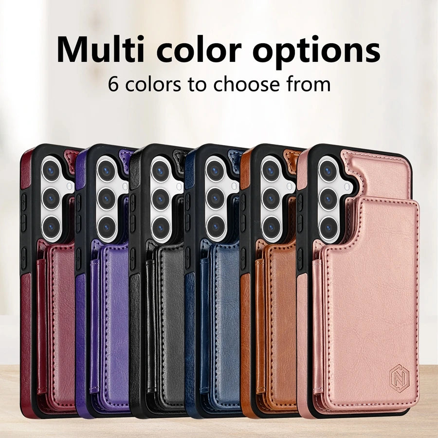 Wallet RFID Blocking Layer Protect Anti-Theft Magnetic Leather Case For Samsung Galaxy S26 Ultra S26 Plus S26 Cover