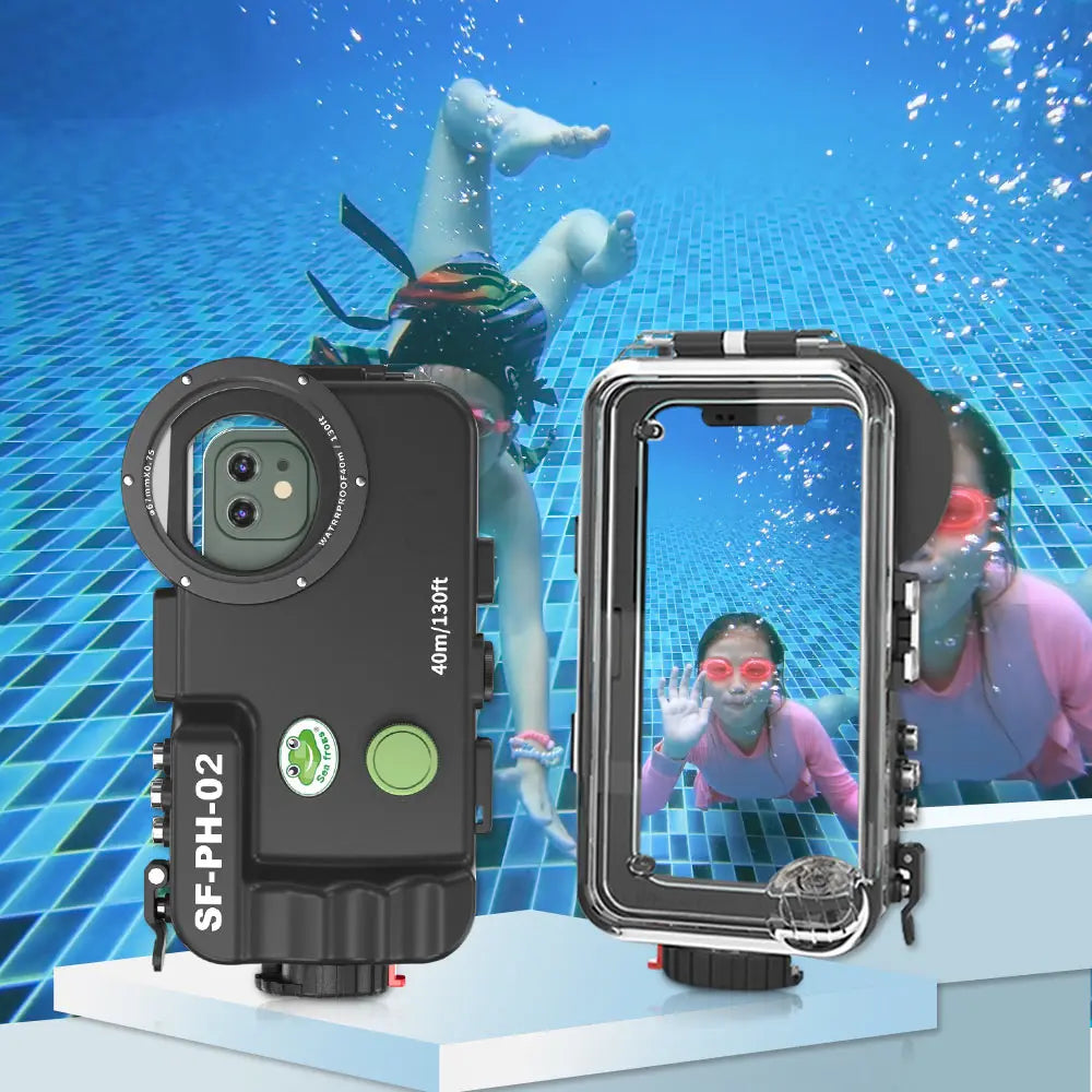 Bluetooth Control Waterproof Phone Case For iPhone 11/12 Mini&Pro&Pro max Underwater 40/130fit Professional Diving Phone Case