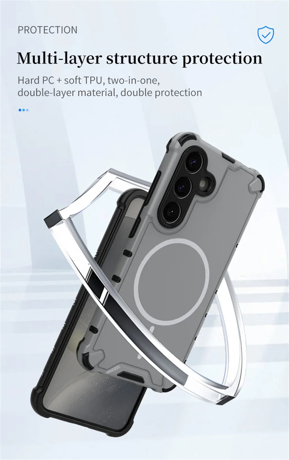 Anti-slip Bumper Armor Magnetic Phone Case For Samsung S24 S25 S26 Plus S23 Ultra A56 A55 A54 A35 A34 A25 A15 For Magsafe Cover