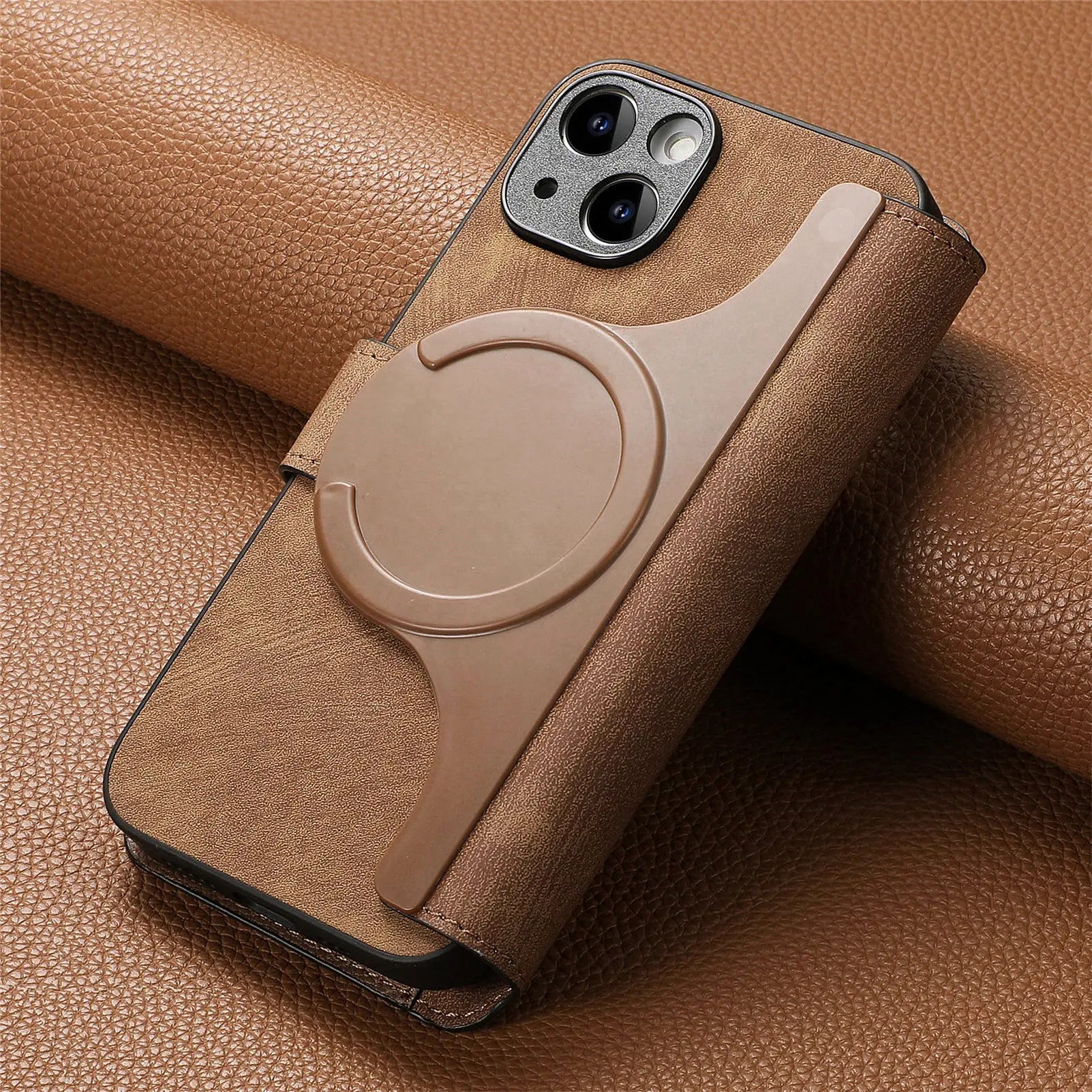 For iPhone 15 14 13 12 11 XS Max XR 8 7 6 Plus Wallet Case, Zipper Storage Design, Detachable Magnetic Flip Folio Cover