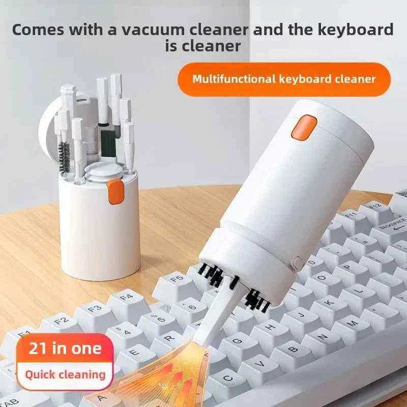 21-in-1 Electric Vacuuming Computer Multi-function Cleaning Brush Kit Camera Headset Keyboard Cleaning Supplies (with detergent)