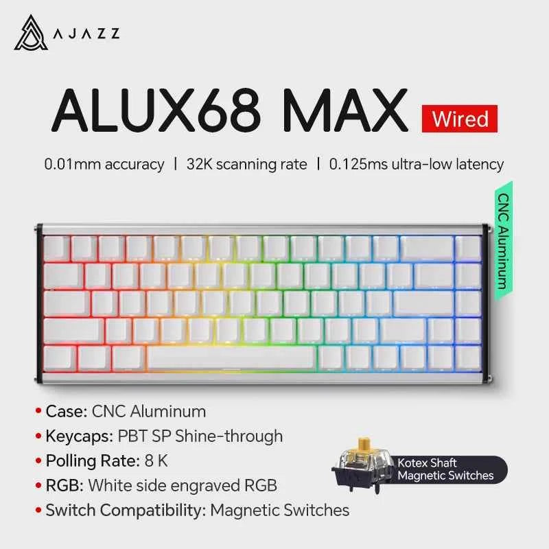 AJAZZ AK680 MAX Magnetic Switch Mechanical Keyboard 60% Rapid Trigger 0.01mm 8K/1K Return 68 keys Gaming Keybaord