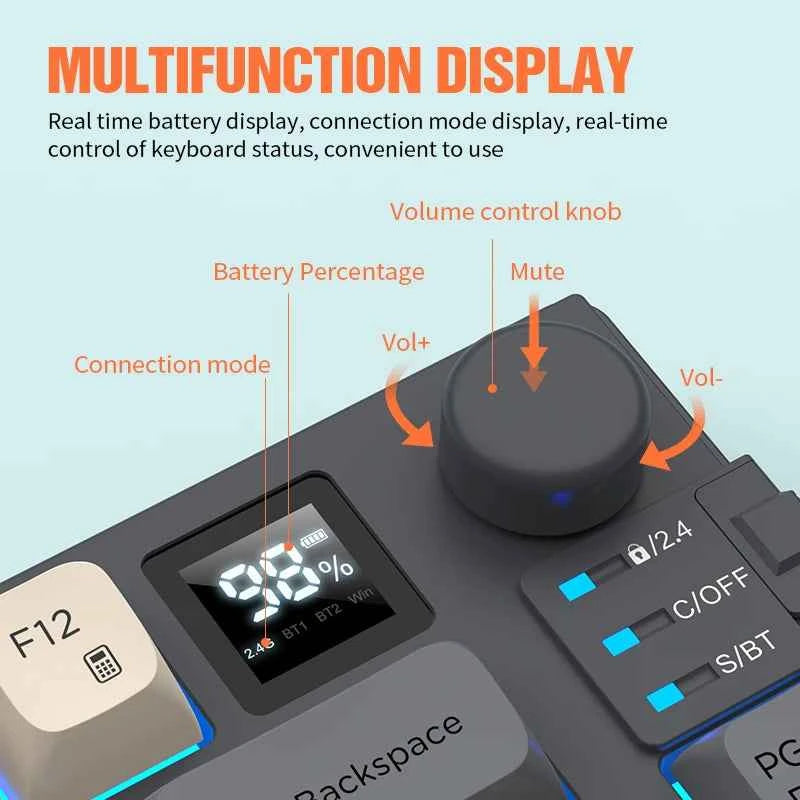 Premium Dual Modes (2.4G+Bluetooth) Keyboard Mouse Combo/Keyboard | Rechargeable | with Display Screen & Knob |  Private Mold