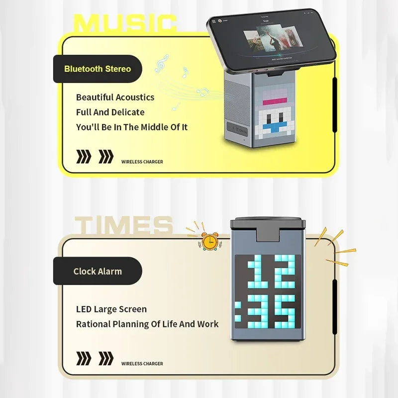 Qi2 3 in 1 Wireless Charger With Bluetooth Speaker For iPhone 17 16 15 14 13 12 Fast Charging Station For Apple Watch 10 9 8 7 6