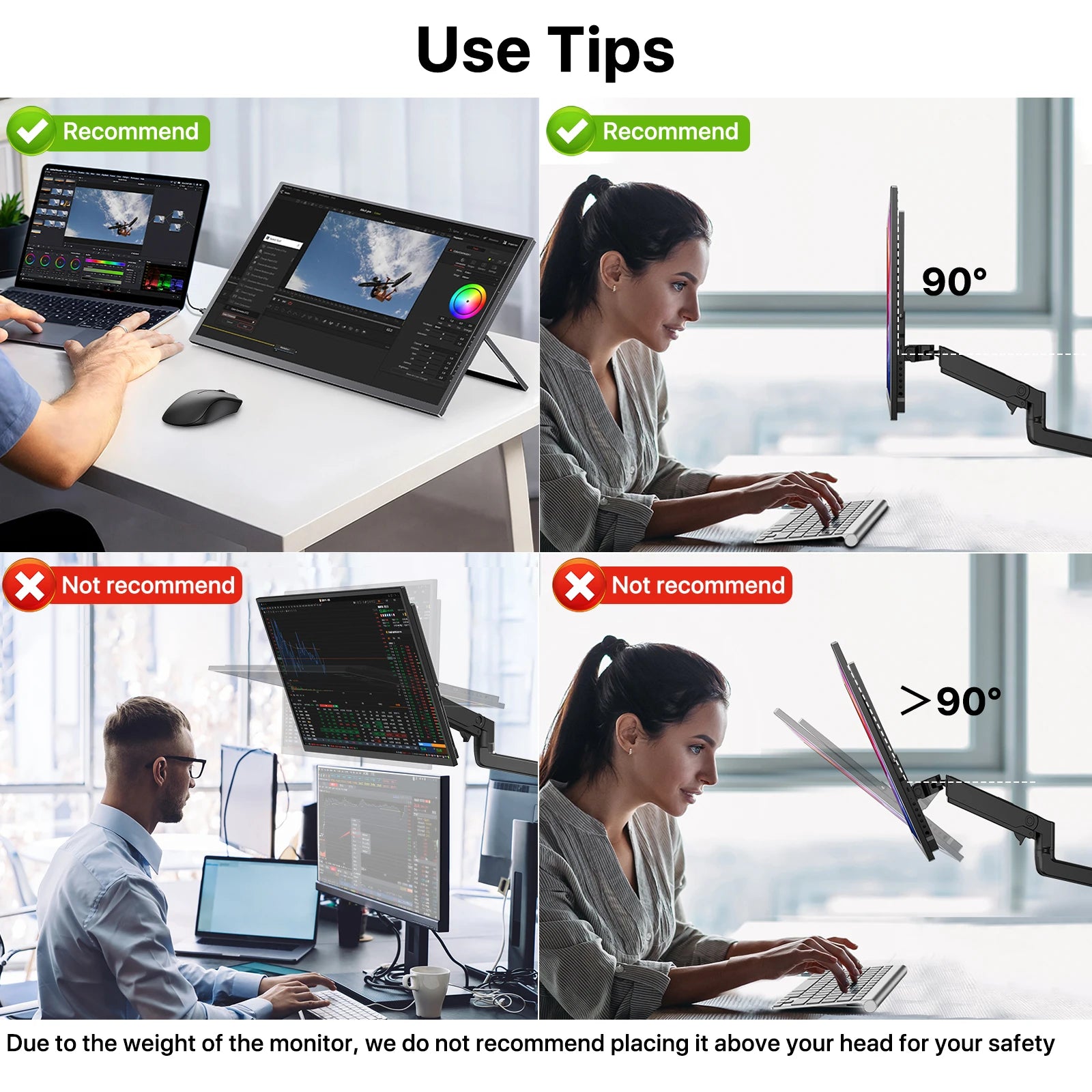 UPERFECT 22' 2K Portable Monitor W/VESA & 180° Adjustable Stand 2560 * 1440 QHD FreeSync IPS HDR Large Gaming Display For Travel