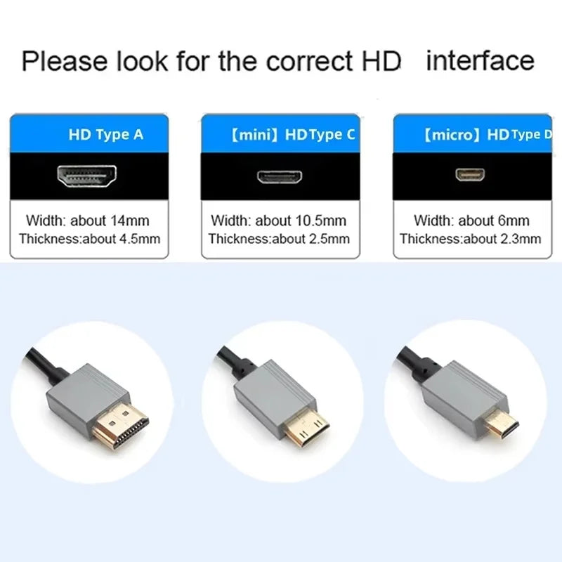 8K 90 Degree Mini HDMI-compatible, Micro HDMI-compatible to HDMI-compatible Adapter Cable for Laptop Camera Camcorder Monitor