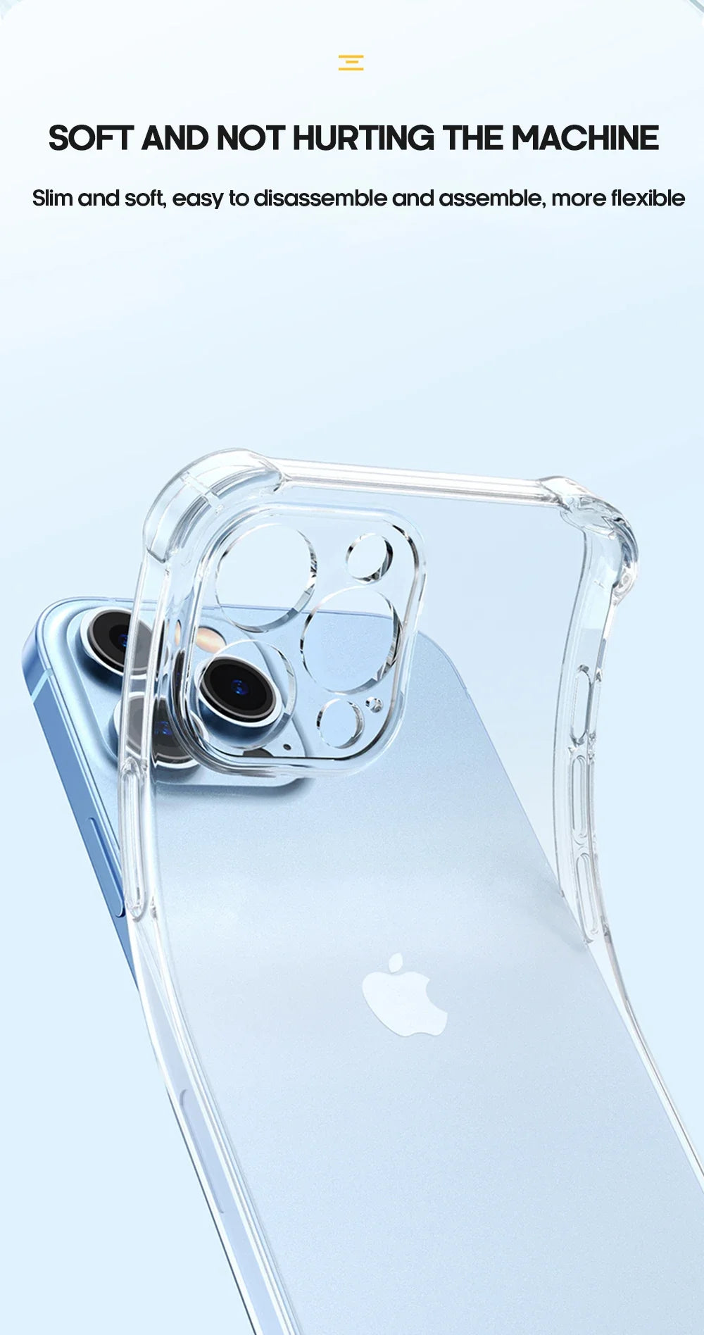 Shockproof Silicone Clear Phone Case For iPhone 13 11 12 14 17 Pro Max Mini Lens Protection Back Case For iPhone 15 16 PRO XS XR