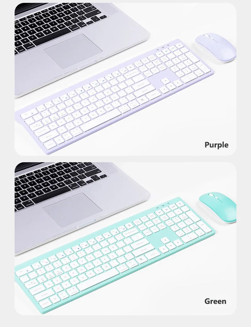 Bluetooth 5.0 & 2.4G Wireless Keyboard and Mouse Combo Multimedia Keyboard Mouse Set for iPad Macbook Android Laptop PC TV