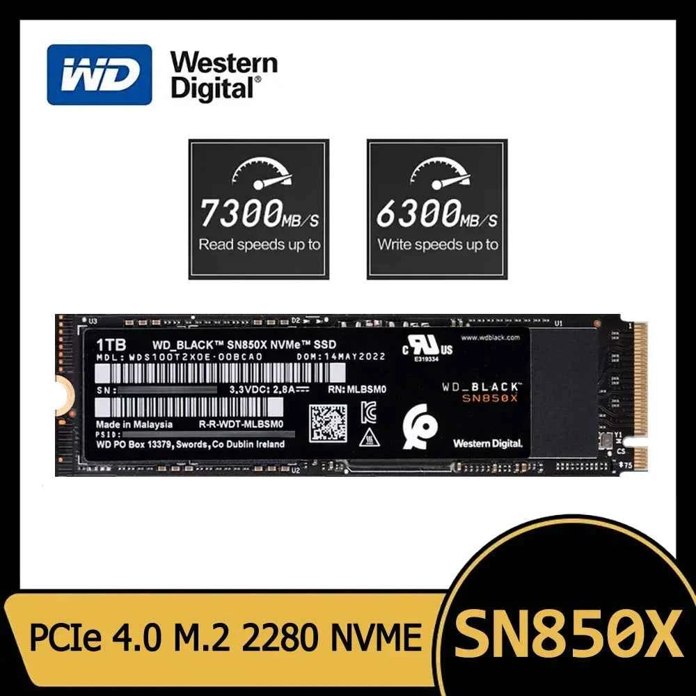 Western Digital WD SN850X SSD 1TB 2TB NVMe Gen4 PCIe M.2 2280 PCIe 4.0X4 Drive Internal Solid State Disk for PS5 Desktop Laptop