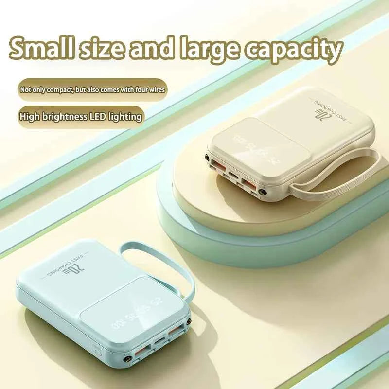 10000mAh compact portable power bank charging with built-in charging cable Powerbank suitable for iPhone/Samsung/Xiaomi/Huaewei