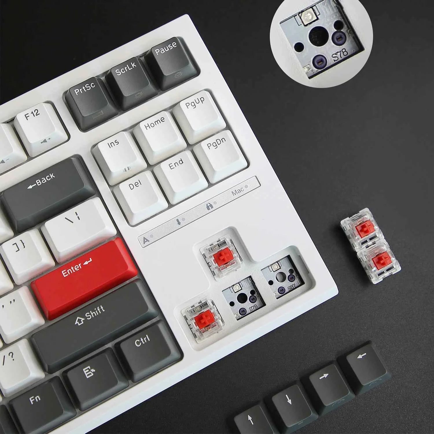 RK ROYAL KLUDGE R87 Russian Mechanical Keyboard 87 Keys RGB Backlit Hot-swappable Wired Gaming Keyboard Customised Keycaps